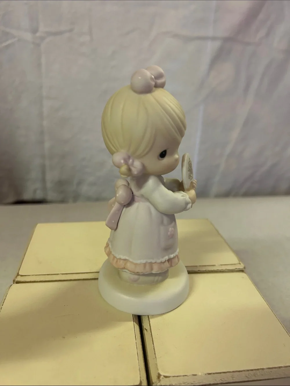 Precious Moments Ivory and Pale Pink Girl Figurine - Collectible Party Accent